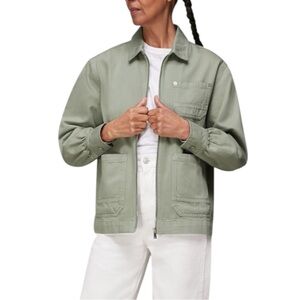 WHISTLES EUC Pale Green Zip Front Cargo Jacket Size 4